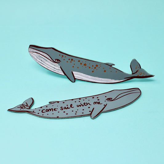 Whale Bookmark Grey