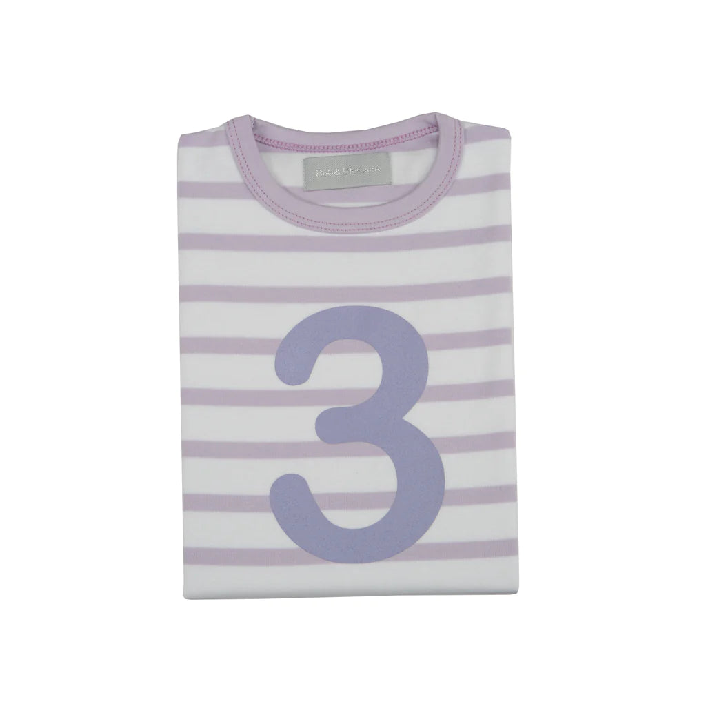 Age 3 Parma Violet and White Breton Striped Number T Shirt