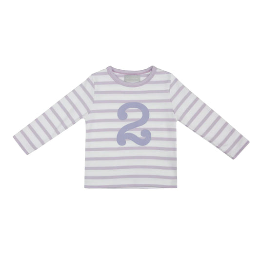 Age 2 Parma Violet and White Breton Striped Number T Shirt