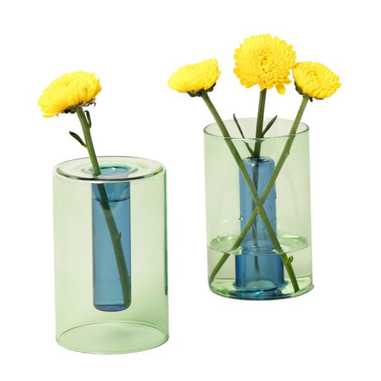 Reversible Glass Vase - Small - Green / Blue