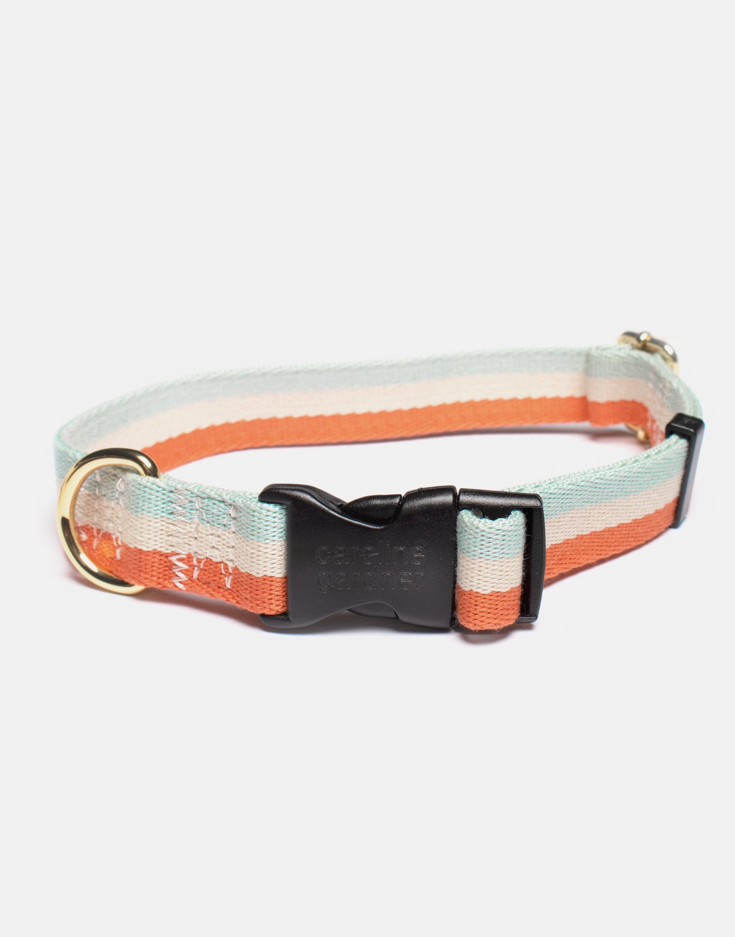 Blue and coral stripe dog collar