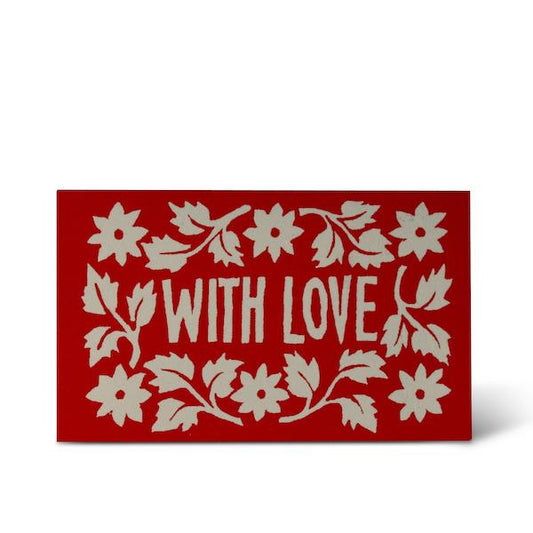 Singular Gift With Love Cards - Leaves and Stars Bright Red