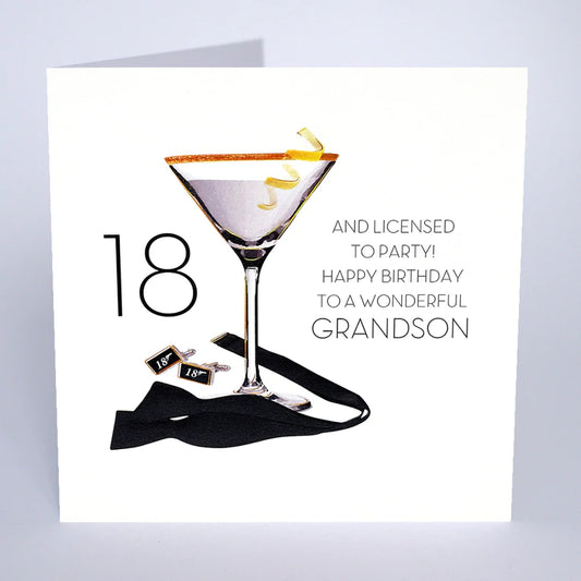 18th Birthday and Licensed to Party Grandson - Large Card