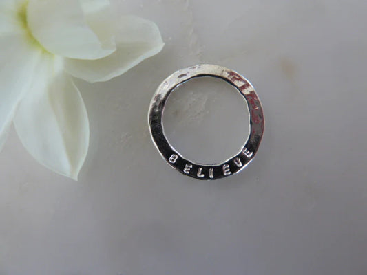 Sterling Silver Sentiment Disc - Believe
