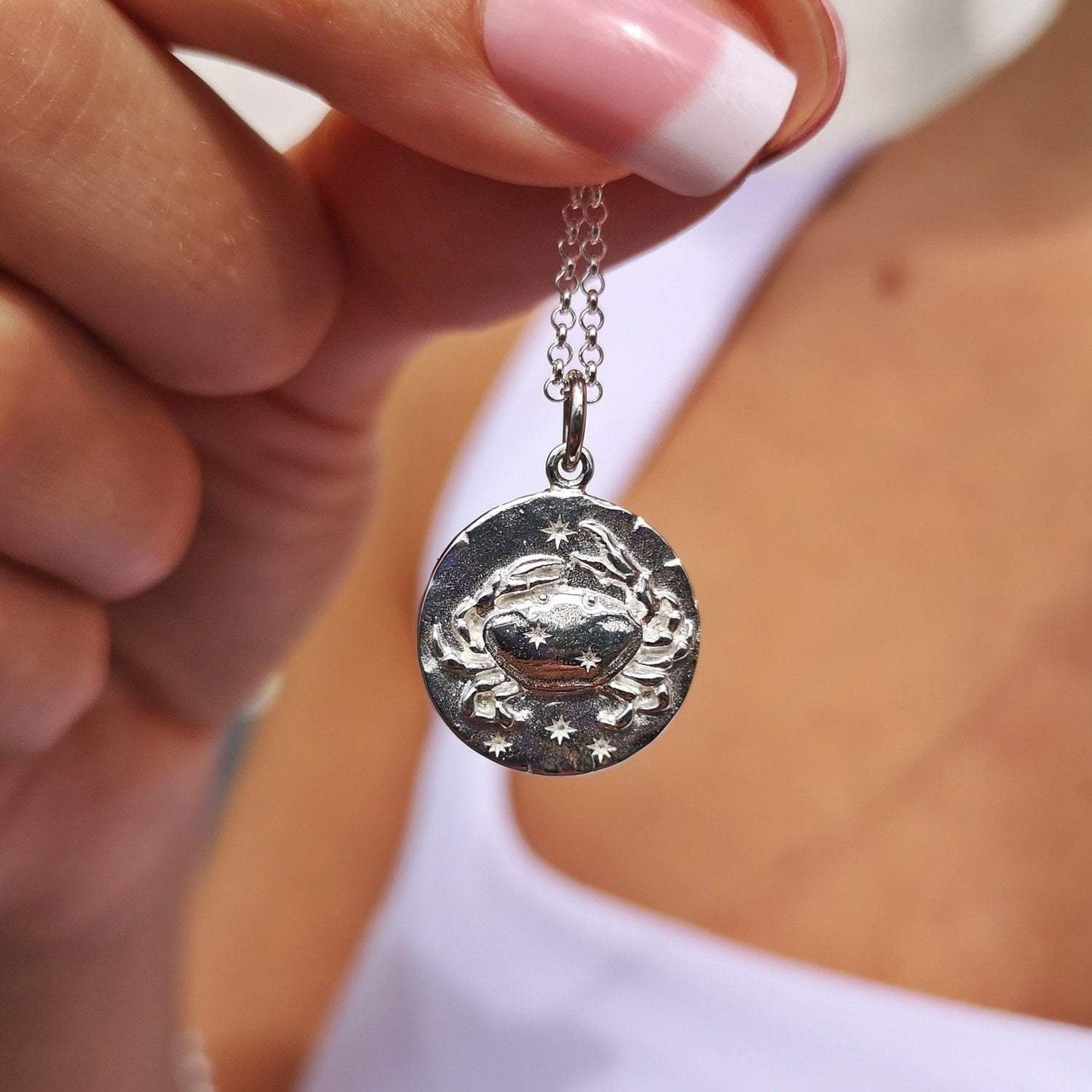 Silver Cancer Zodiac Necklace
