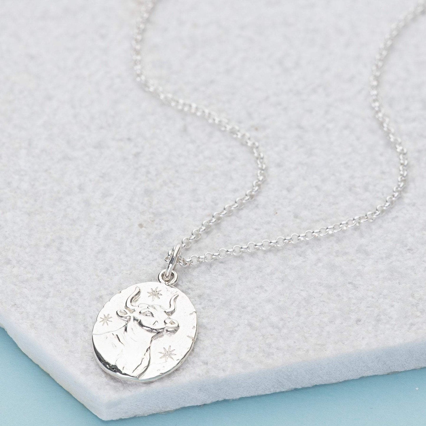 Silver Taurus Zodiac Necklace
