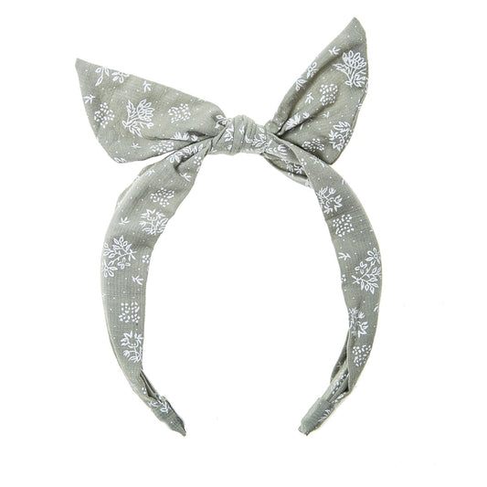 Floral Sprig Tie Headband - Sage Green