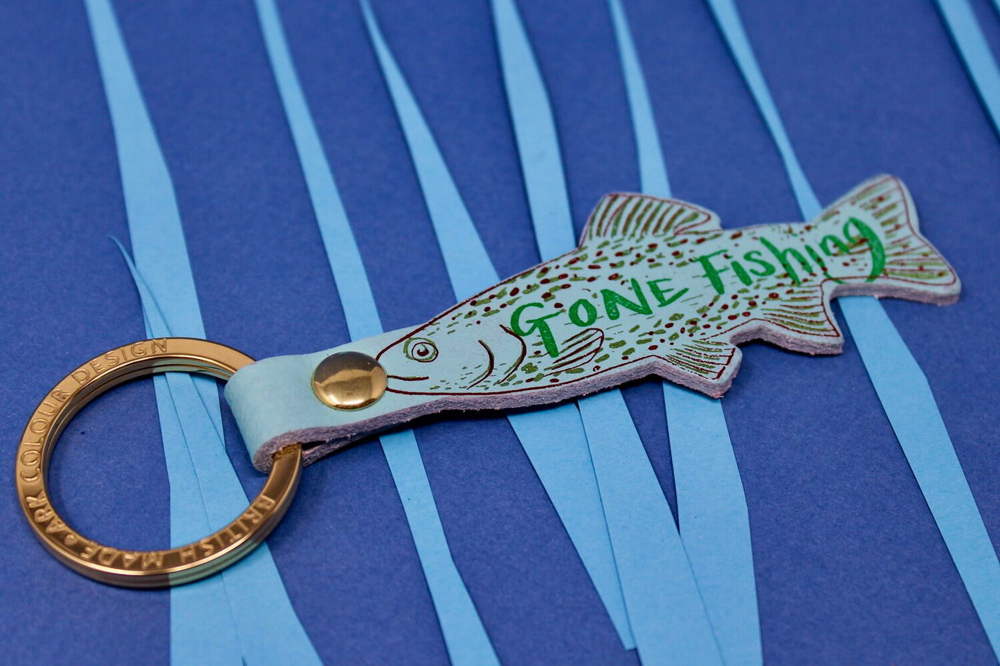 Gone Fishing Key Fob - Pale Blue