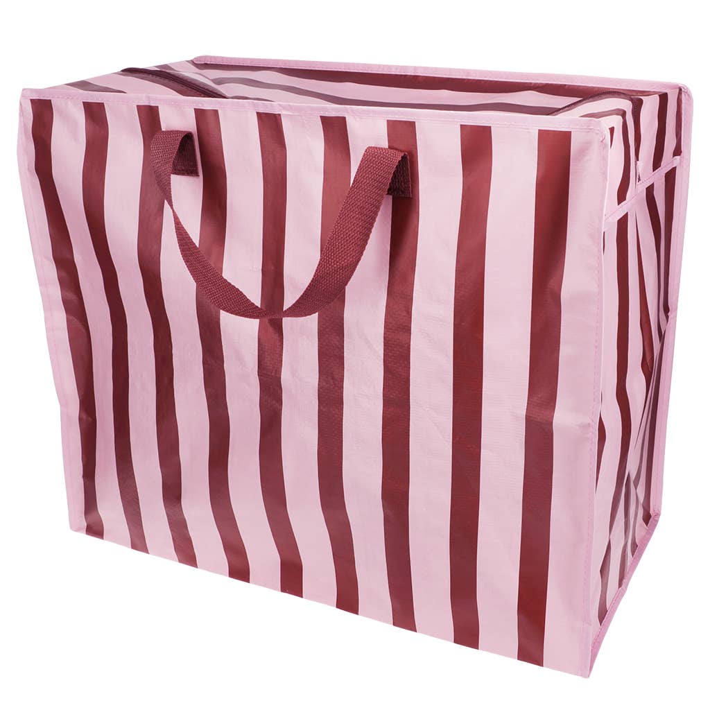 Jumbo storage bag - Pink with brown stripe