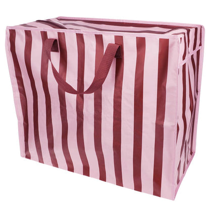 Jumbo storage bag - Pink with brown stripe