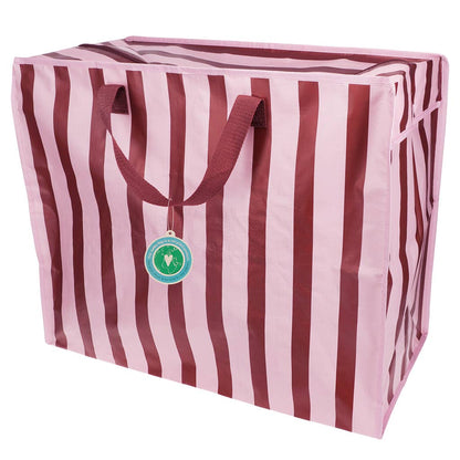 Jumbo storage bag - Pink with brown stripe