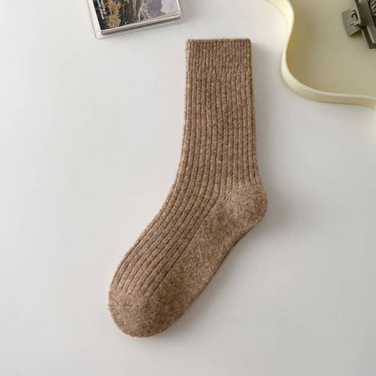 Wool & Cashmere Blend Warm Socks - Light Brown