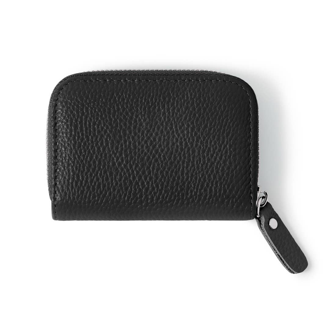 Italian Handmade Mini Zip Card Holder: BLACK