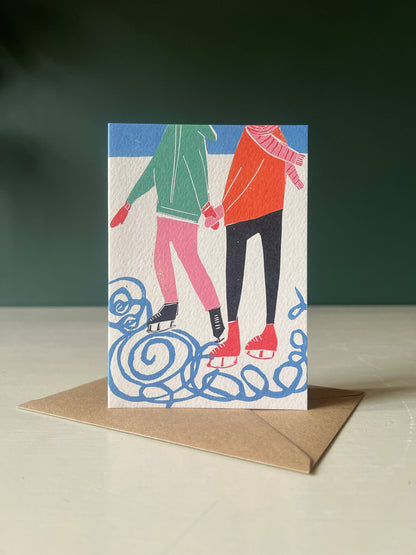 Ice Skaters Christmas Card