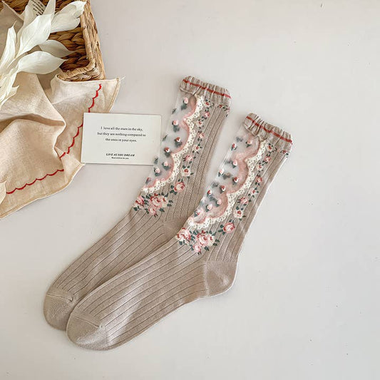 Summer Sheer Floral Socks - Design 1