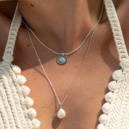 Evil Eye Pendant Necklace: Chain: 40-45cm / 18k Gold Plated Sterling Silver