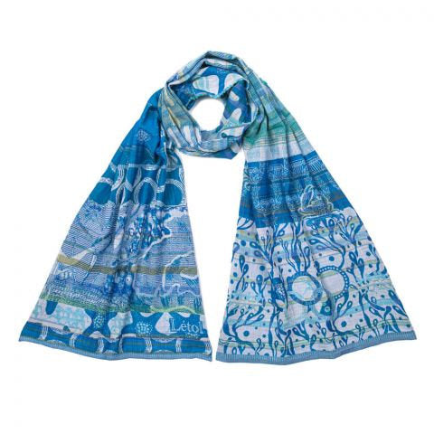 French Jacquard Scarf  - Olympe Cyan