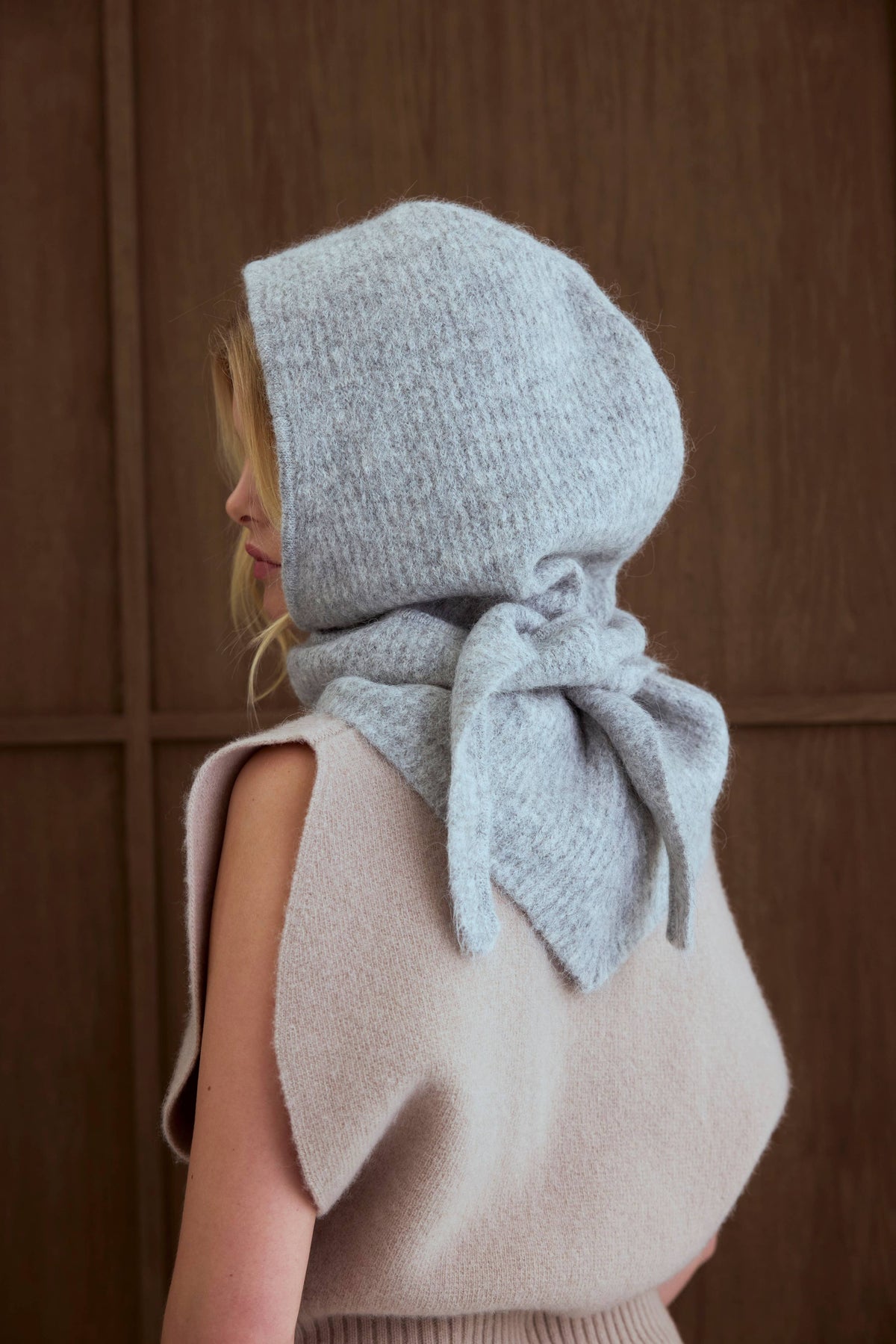 The Alpaca Hooded Scarf - Blizzard Grey - AW25