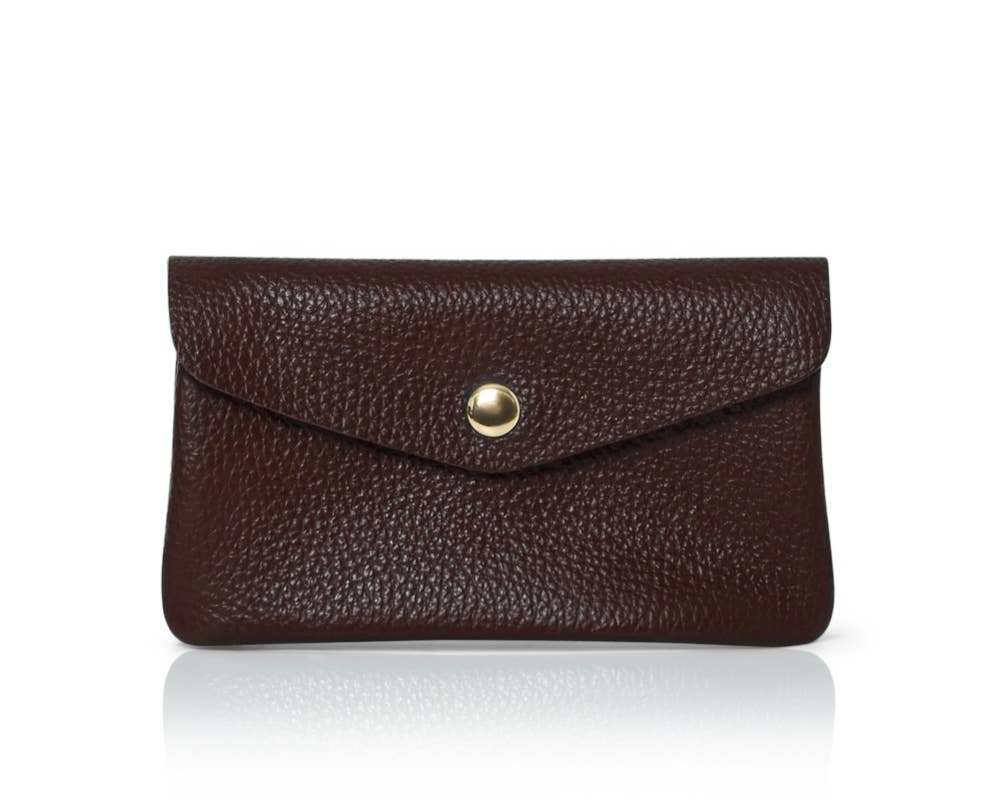 Genuine Leather Coin Purse And Card Holder-Medium: Dark Chocolate