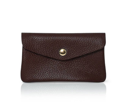 Genuine Leather Coin Purse And Card Holder-Medium: Orange