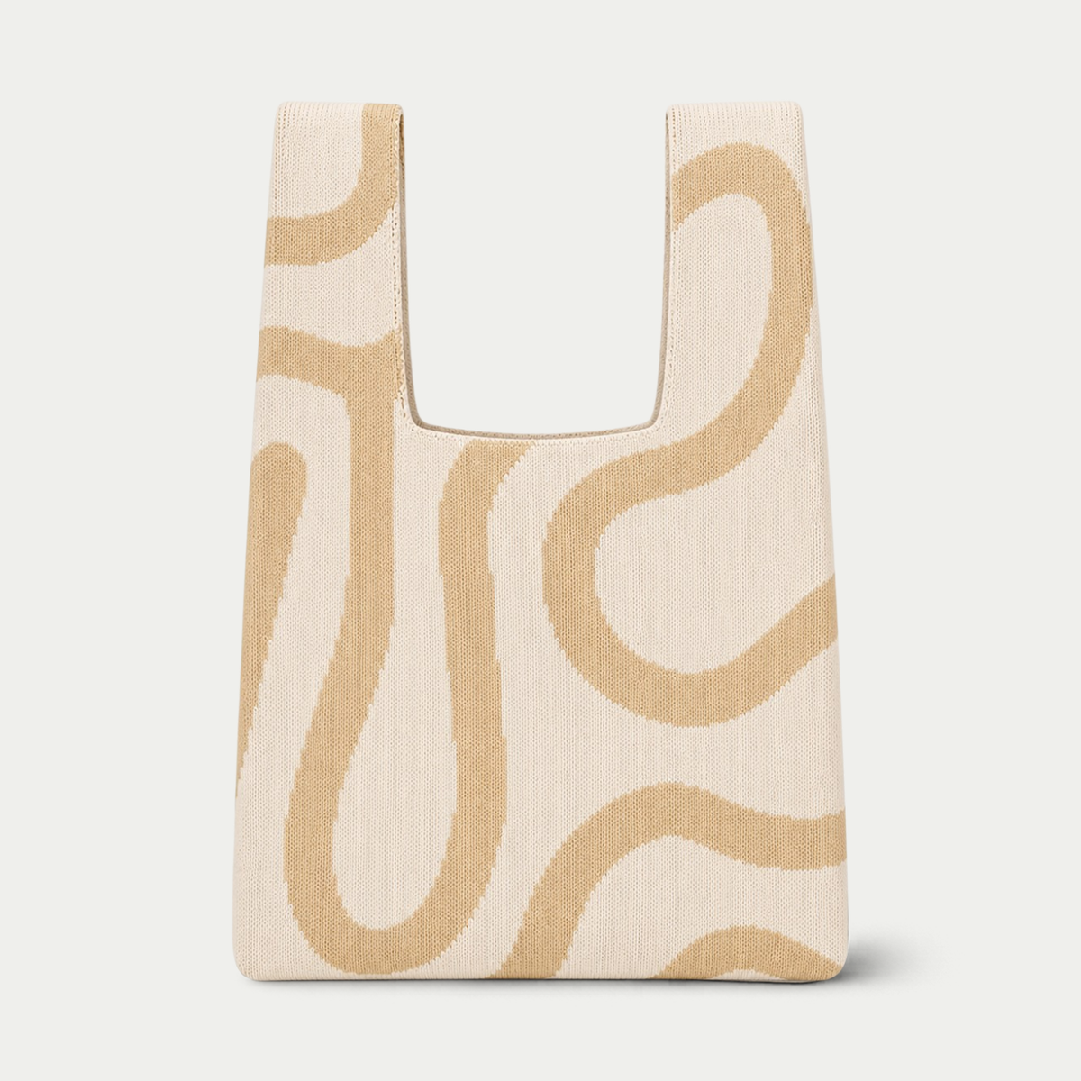 Abstract Flow Knitted Bag - Black and beige - Medium