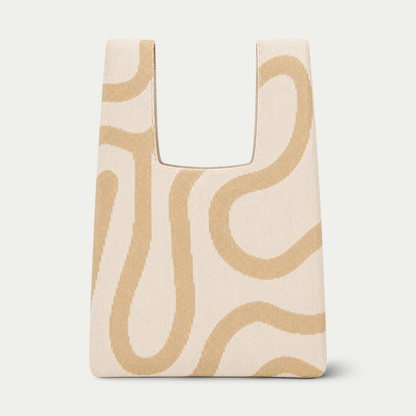 Abstract Flow Knitted Bag - Black and beige - Medium