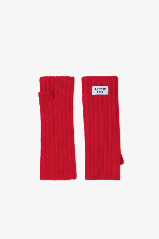 Merino Wool Fingerless Gloves - Flame Red - AW25