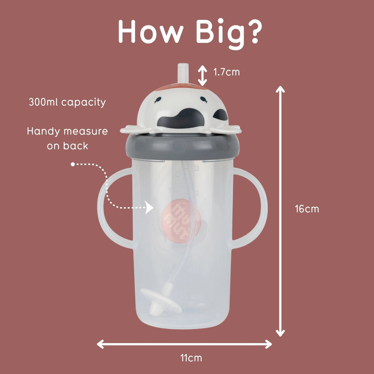 Tippy Up Sippy Cup (Series 3), with Weighted Straw (Valve Free), Connie Cow 300 ml (Copy)