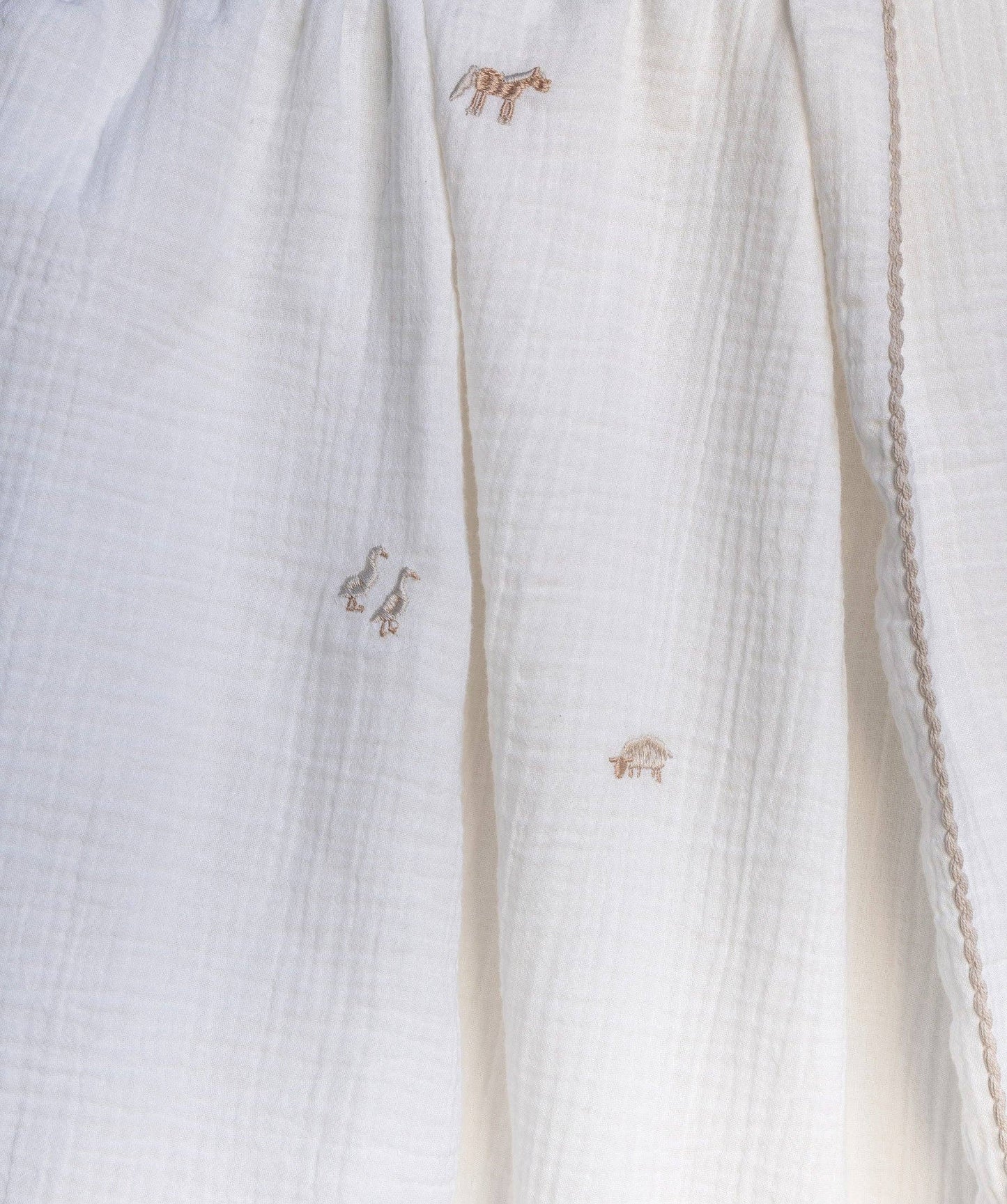 Embroidered Muslin Blanket - Little Farm