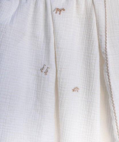 Embroidered Muslin Blanket - Little Farm