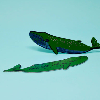Whale 'Sail with Me' Bookmark - Green