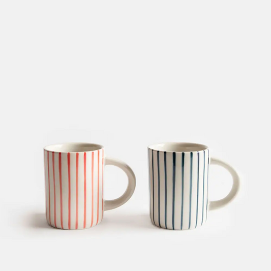 Multi Stripe Set Of Two Espresso Mugs
