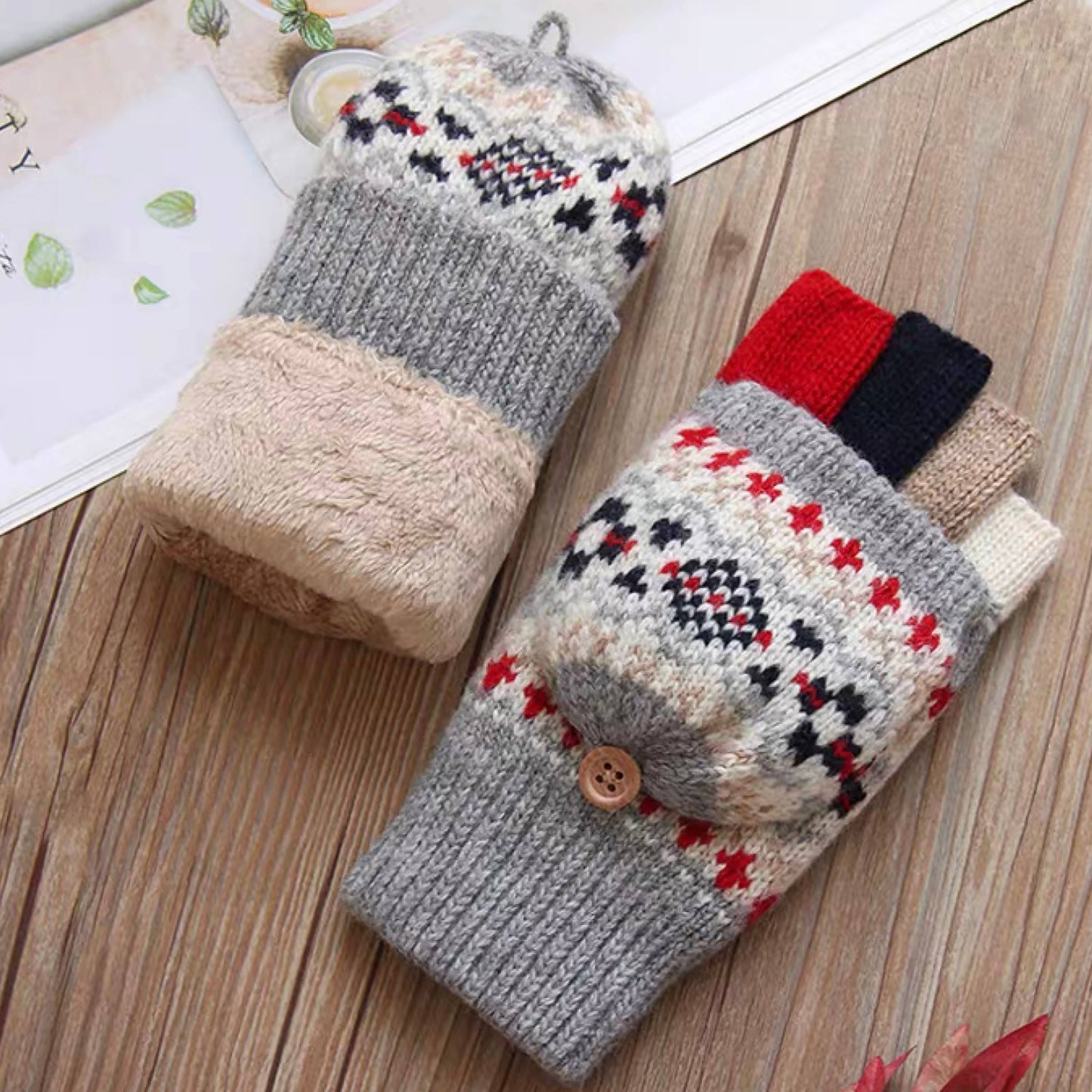 Women's Fingerless Woolen Gloves - No.1