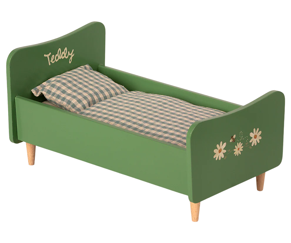 Wooden bed, Teddy Dad - Dusty Green