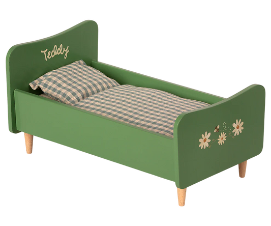 Wooden bed, Teddy Dad - Dusty Green