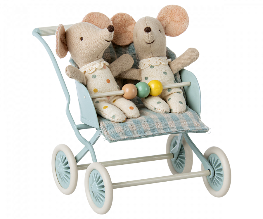 Maileg Baby Mice Stroller - Mint