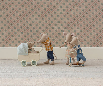Maileg Pram With Baby Mouse - Mint