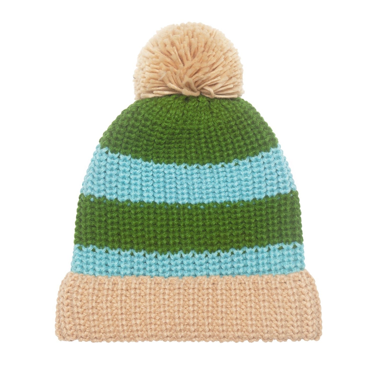 Cosy Striped Knitted Hat Green - 7-10 Years