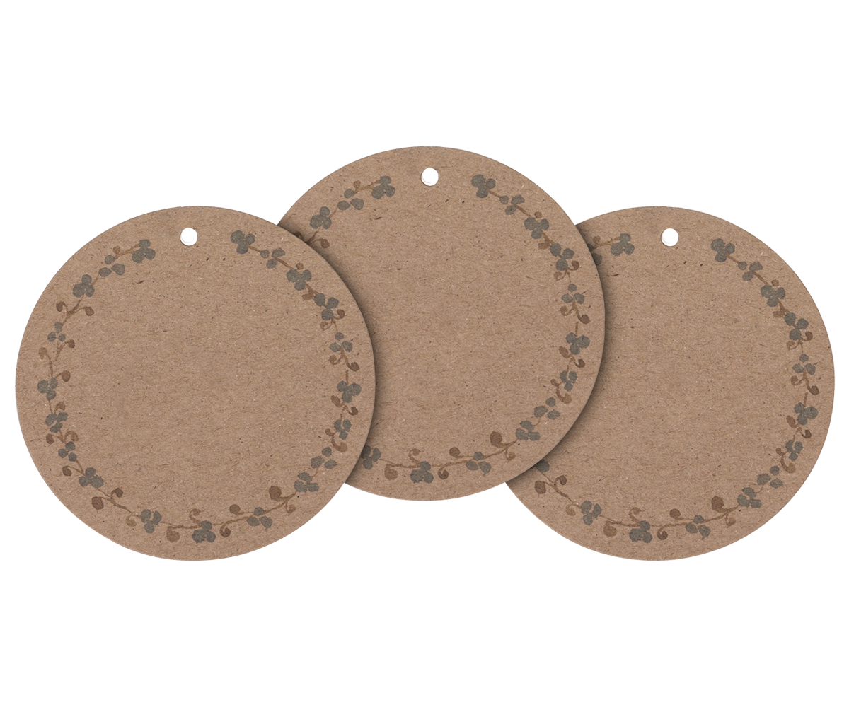 Gift Tags, Large Round 15pcs - Brown