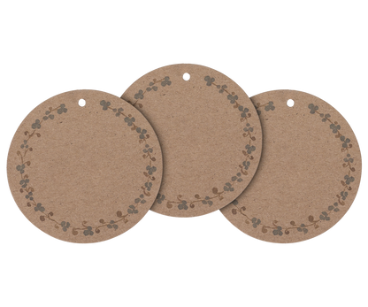 Gift Tags, Large Round 15pcs - Brown