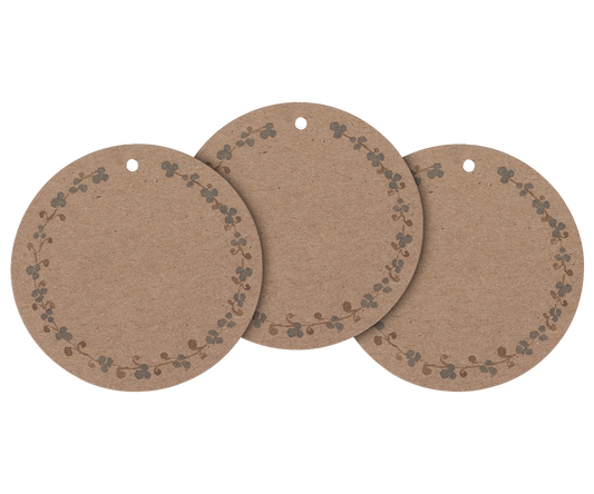 Gift Tags, Large Round 15pcs - Brown