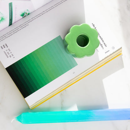 Retro Flower Candle Holder - Green