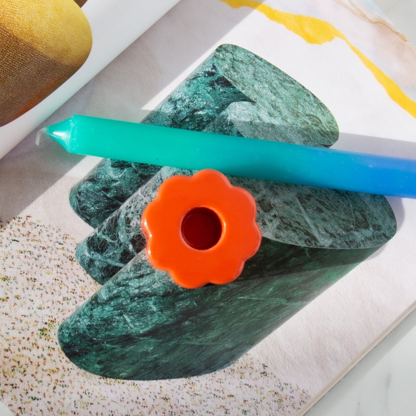 Retro Flower Candle Holder - Red