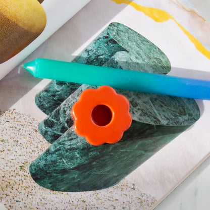 Retro Flower Candle Holder - Red