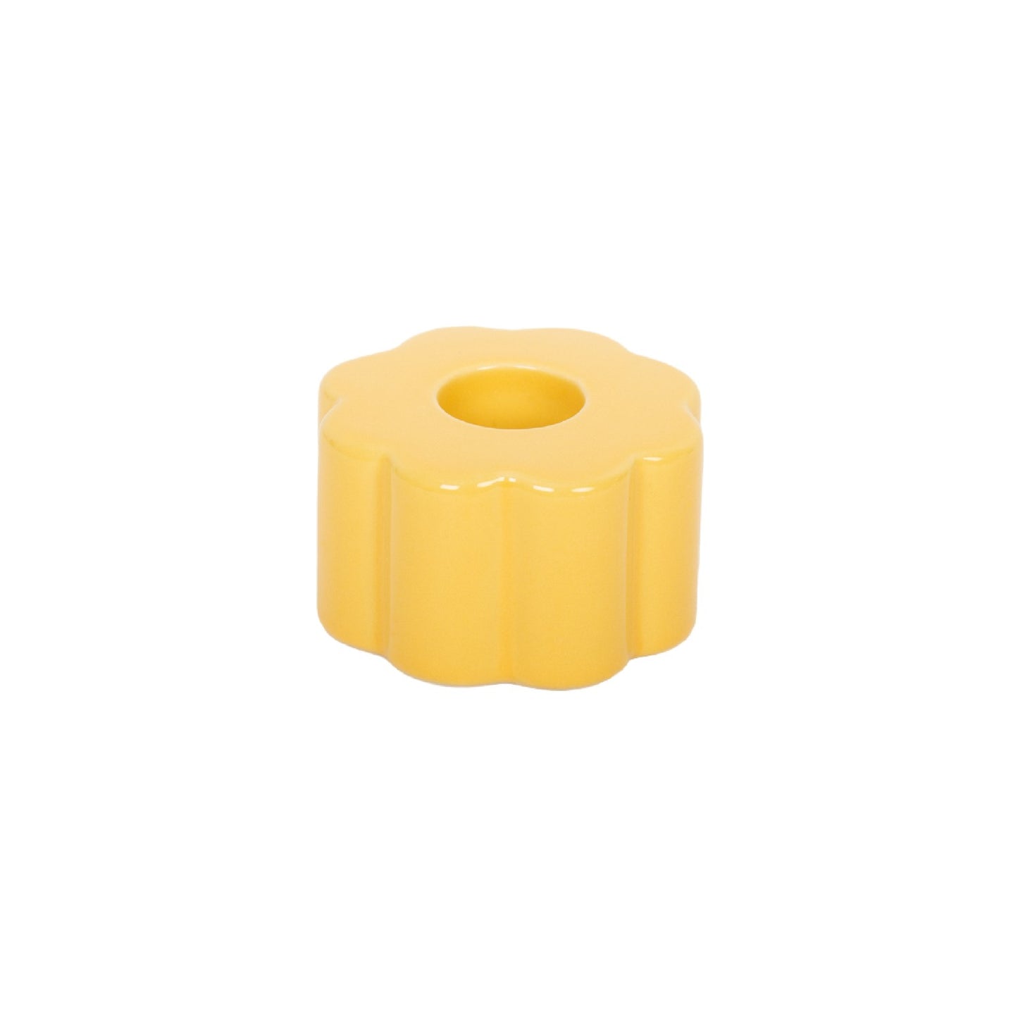 Retro Flower Candle Holder - Yellow