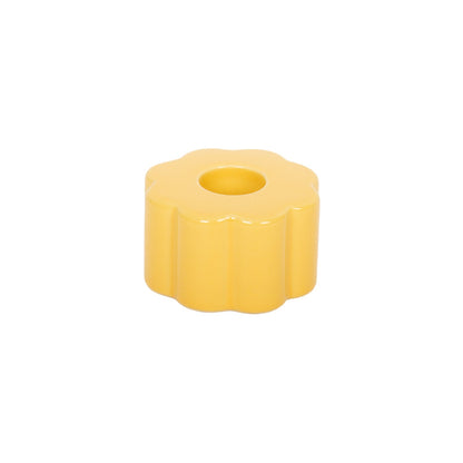 Retro Flower Candle Holder - Yellow