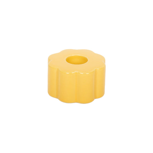 Retro Flower Candle Holder - Yellow