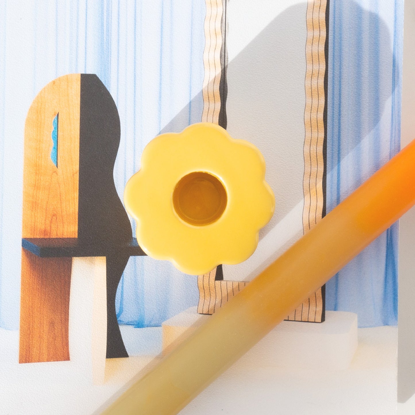 Retro Flower Candle Holder - Yellow