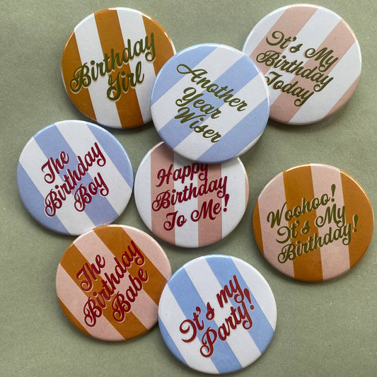 It's My Birthday Today - Seaside Stripe Birthday Badge for Grown Ups
