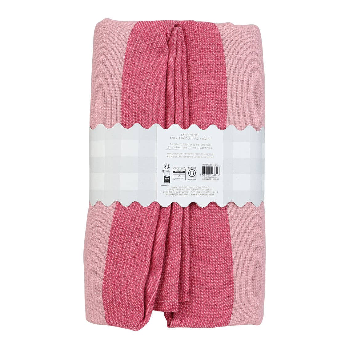 Pink Stripe Cotton XL Tablecloth - 160cm x 250cm | Wedding Decor |